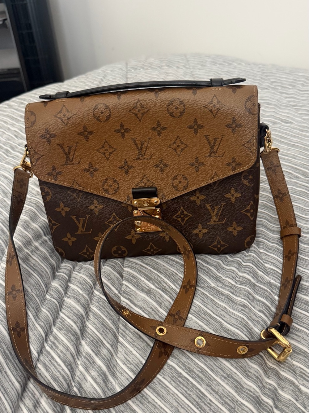 Louis Vuitton Two-Tone Brown Monogram Pochette Metis Crossbody